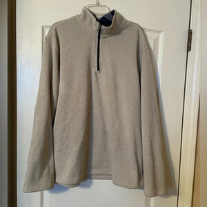 Izod Mens Sweater Size XXL Pullover 1/4 Zip Long Sleeve Beige EUC